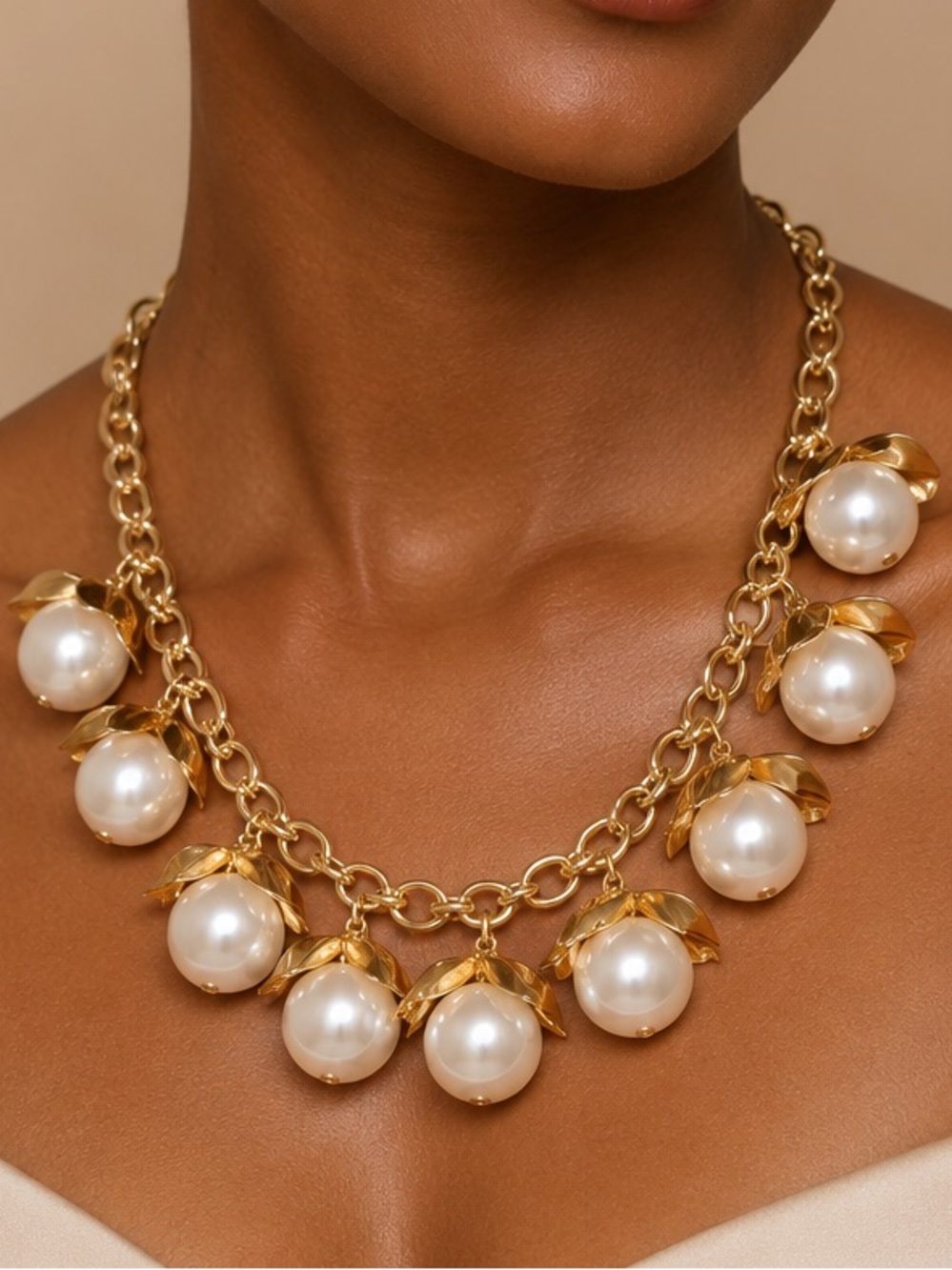 Large Pearl Statement Necklace - Women Statement Chunky Jewelry